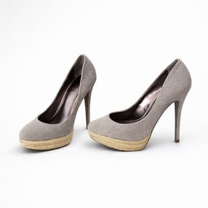 Charles David Linen Platform Pumps Grey Stiletto Heels | Size 7